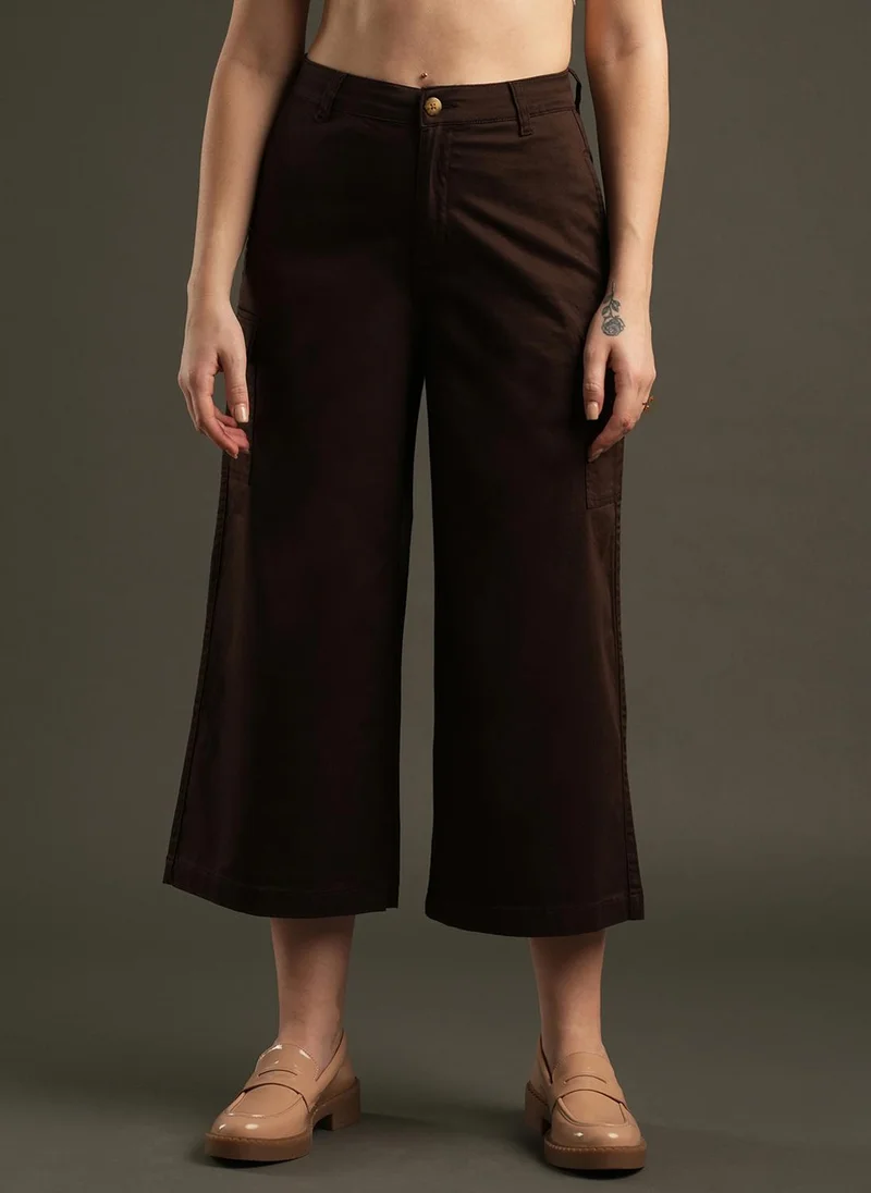 globus Globus Women Relaxed Mid-Rise Cotton Cargos Trousers